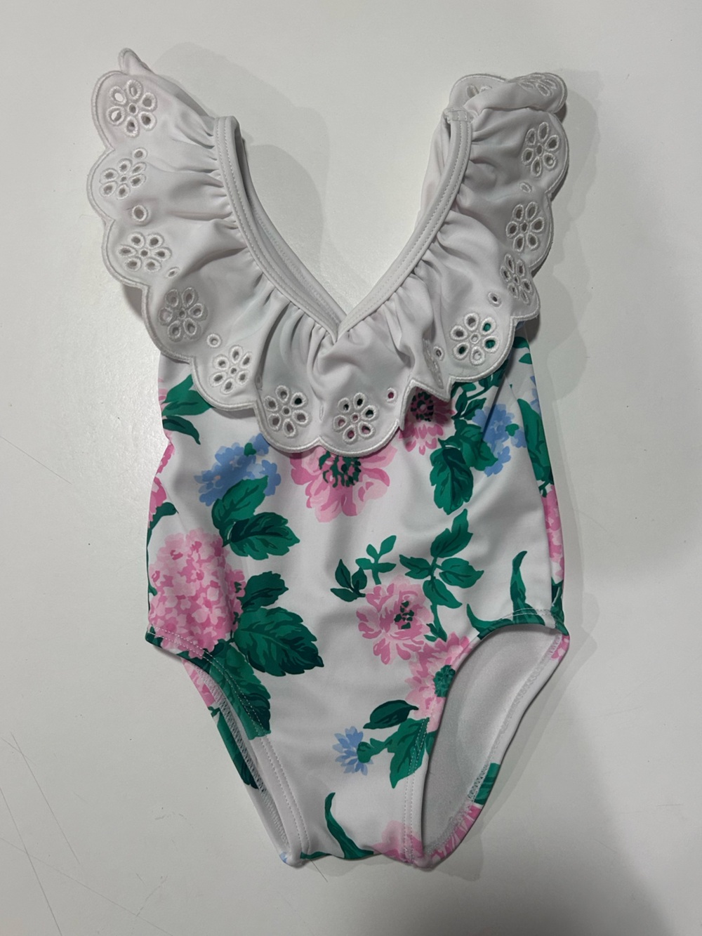 Janie and Jack White Baby Girl One-Piece with Floral Trim